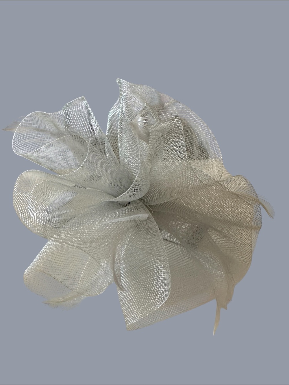 Bellissima Pale Grey Gathered Net Fascinator Headband Wedding Kentucky Derby - Picture 5 of 10